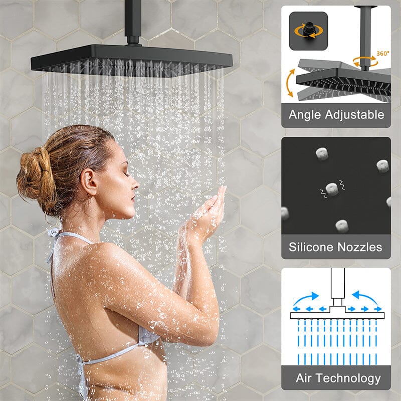 Shower Set 14" Rectangular Ceiling Shower Head with Hand Shower - Image 4