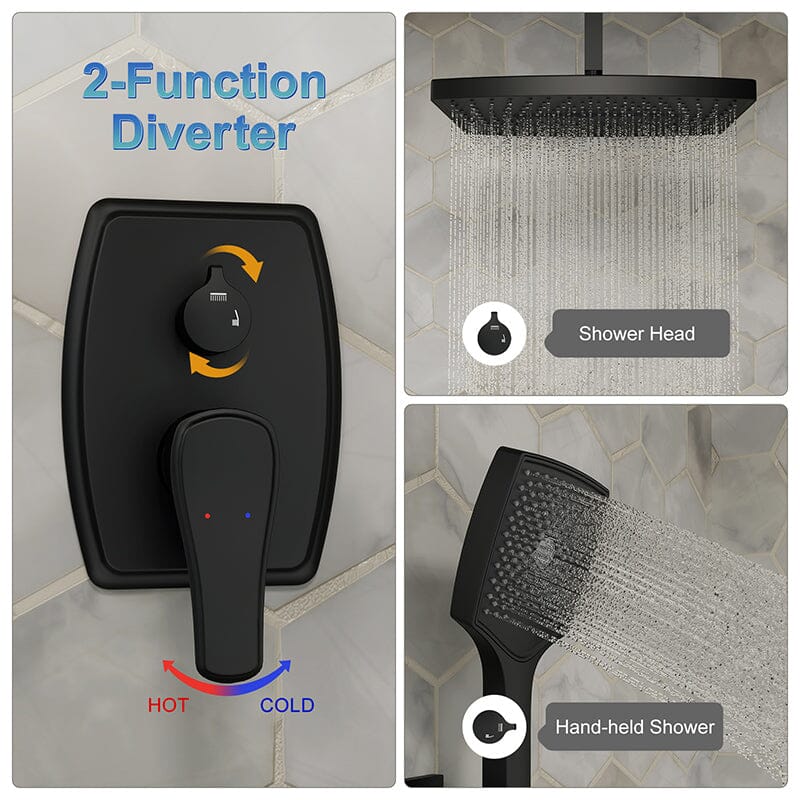 Shower Set 14" Rectangular Ceiling Shower Head with Hand Shower - Image 5