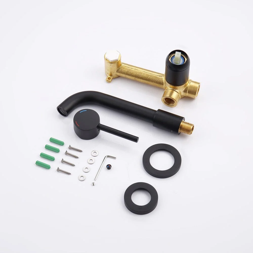 Wall Mount Faucet for Bathroom Sink or Bathtub, Single Handle 2 Holes Brass Rough-in Valve - Image 8