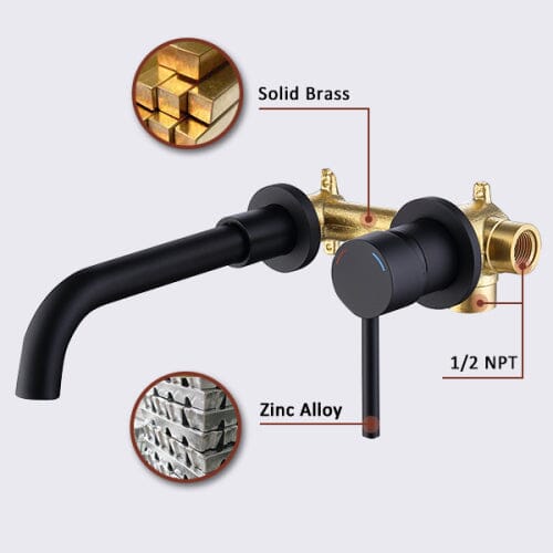 Wall Mount Faucet for Bathroom Sink or Bathtub, Single Handle 2 Holes Brass Rough-in Valve - Image 9