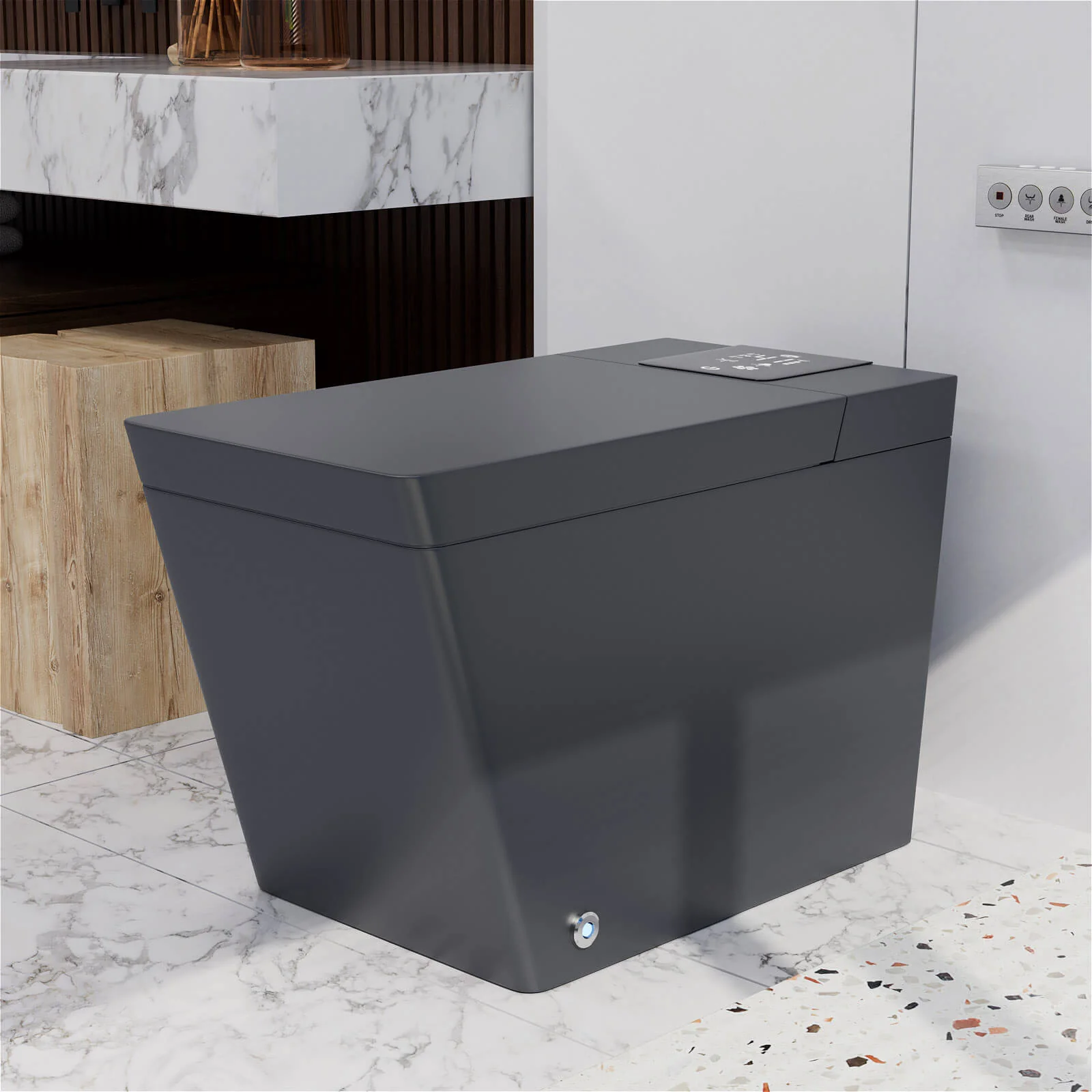 Giving Tree Smart Square One-Piece Floor Toilet with Remote Control and Automatic Cover - Image 17