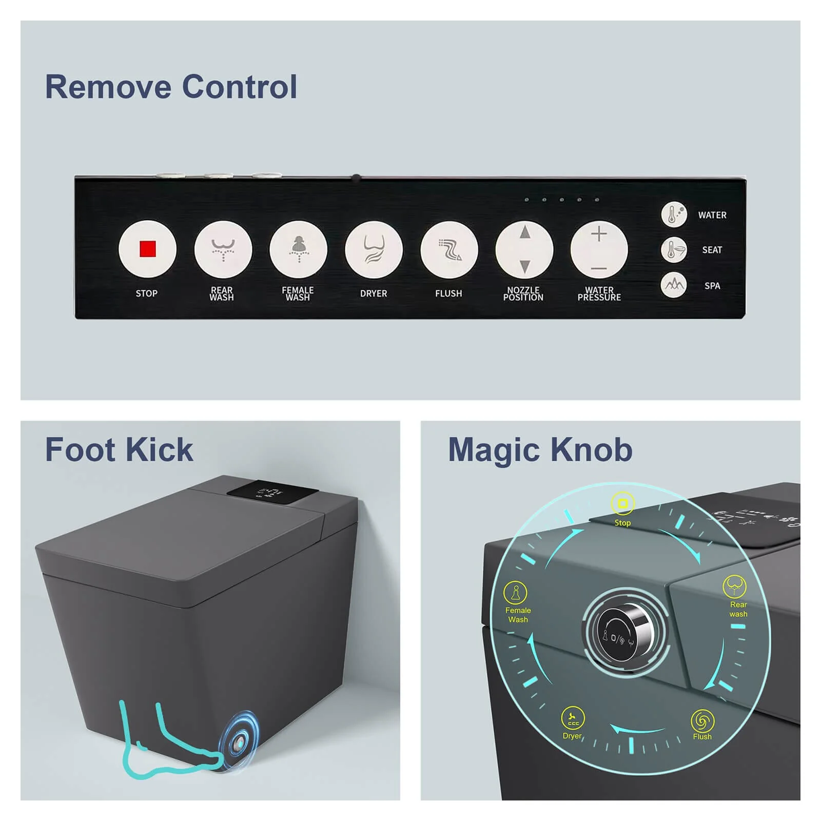 Giving Tree Smart Square One-Piece Floor Toilet with Remote Control and Automatic Cover - Image 21