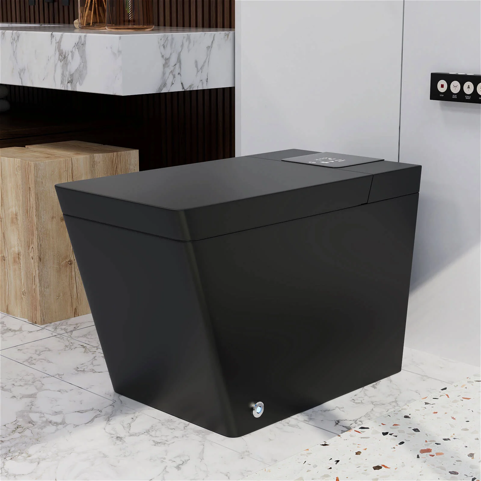 Giving Tree Smart Square One-Piece Floor Toilet with Remote Control and Automatic Cover - Image 3