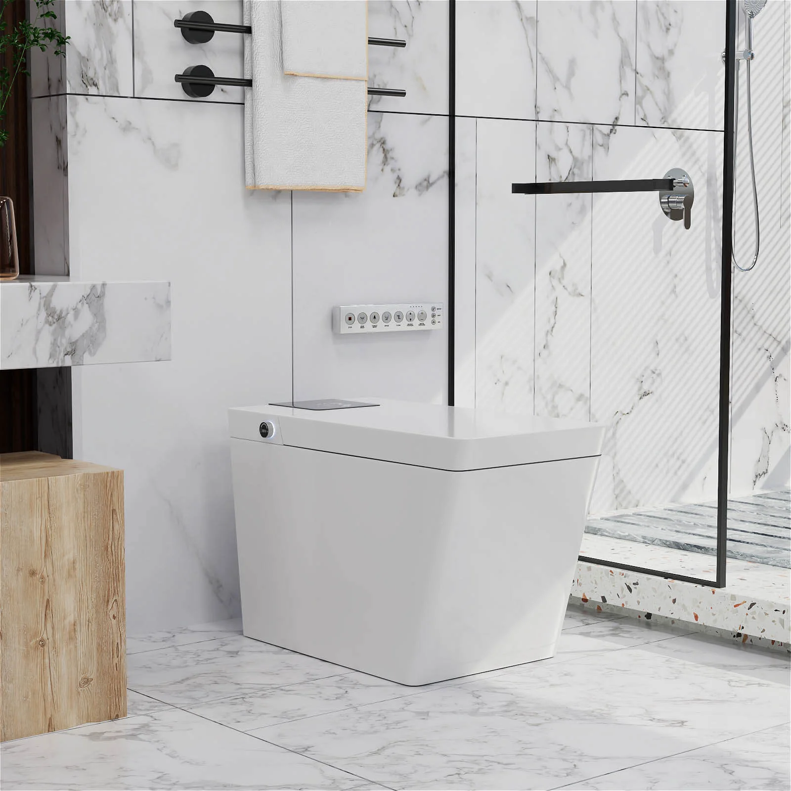 Giving Tree Smart Square One-Piece Floor Toilet with Remote Control and Automatic Cover - Image 32