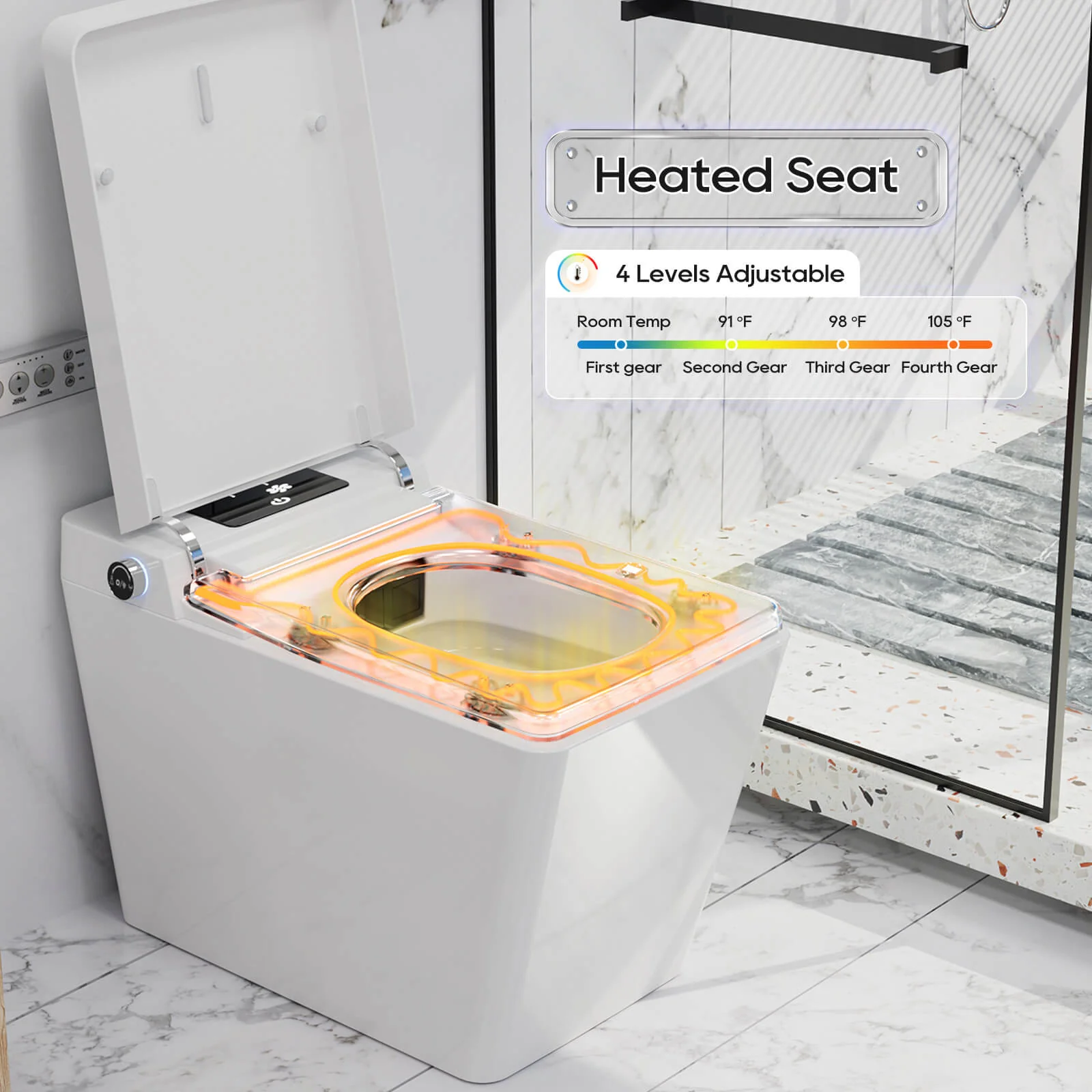 Giving Tree Smart Square One-Piece Floor Toilet with Remote Control and Automatic Cover - Image 37