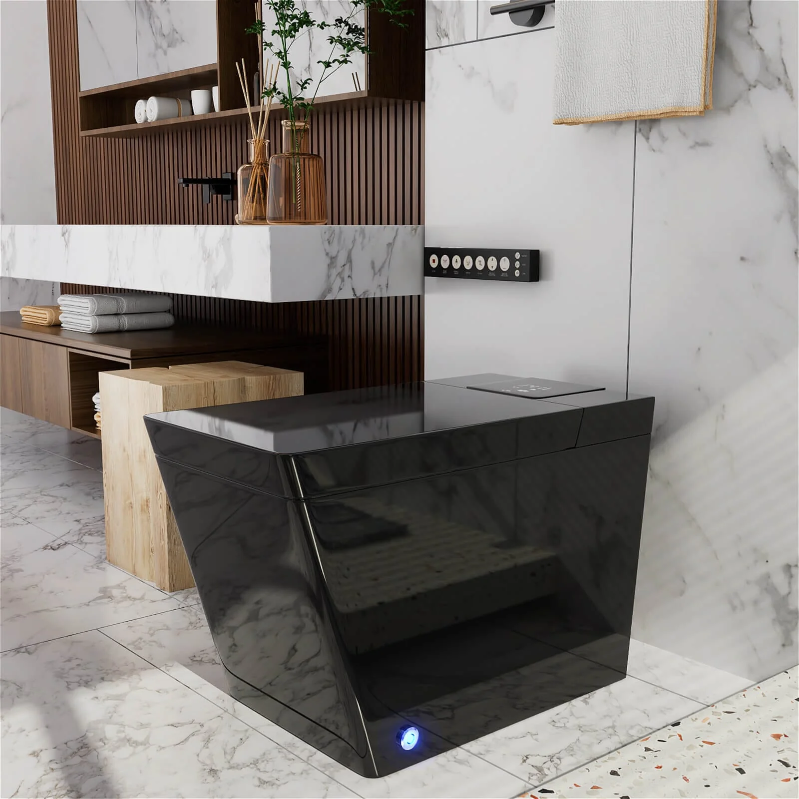 Giving Tree Smart Square One-Piece Floor Toilet with Remote Control and Automatic Cover - Image 44