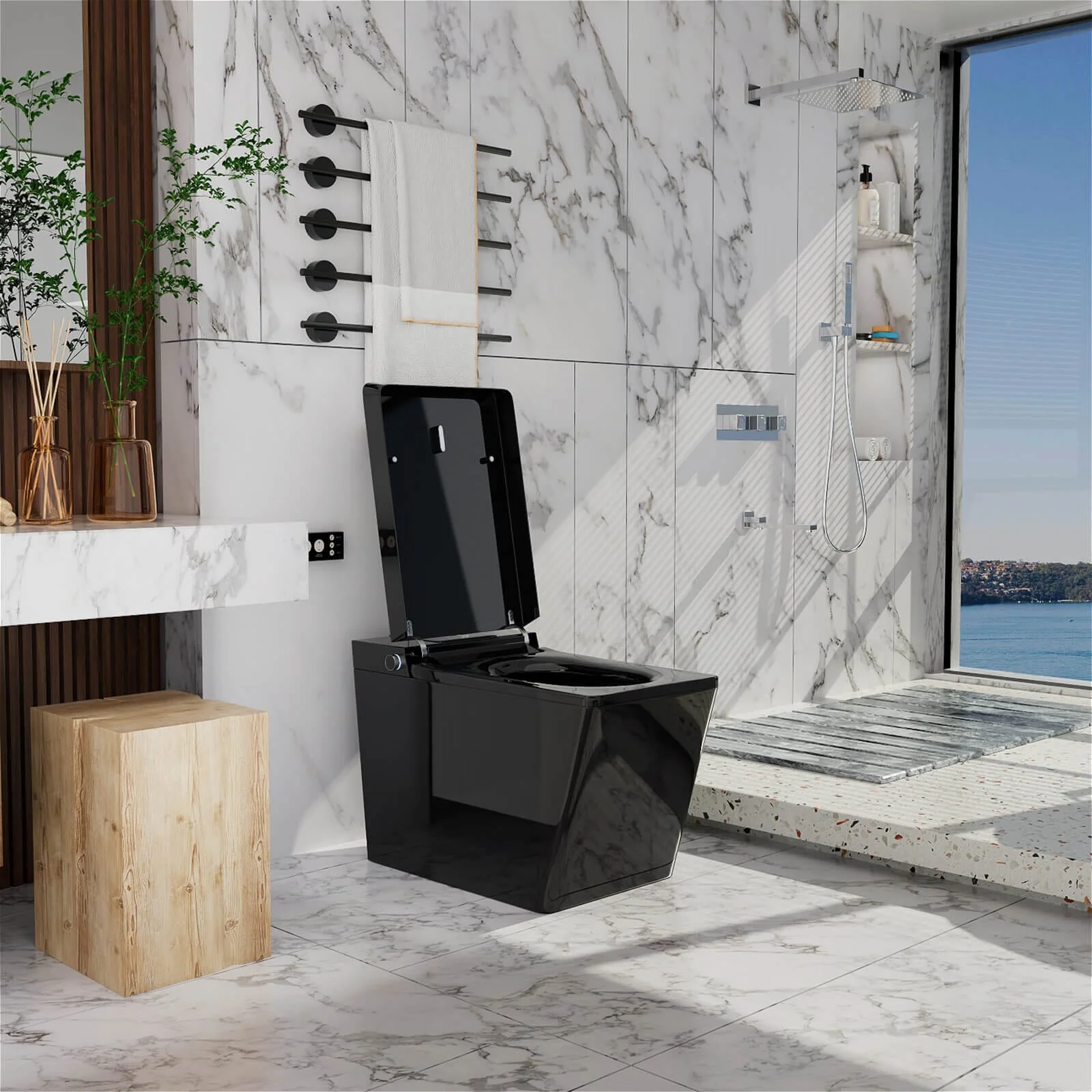 Giving Tree Smart Square One-Piece Floor Toilet with Remote Control and Automatic Cover - Image 46