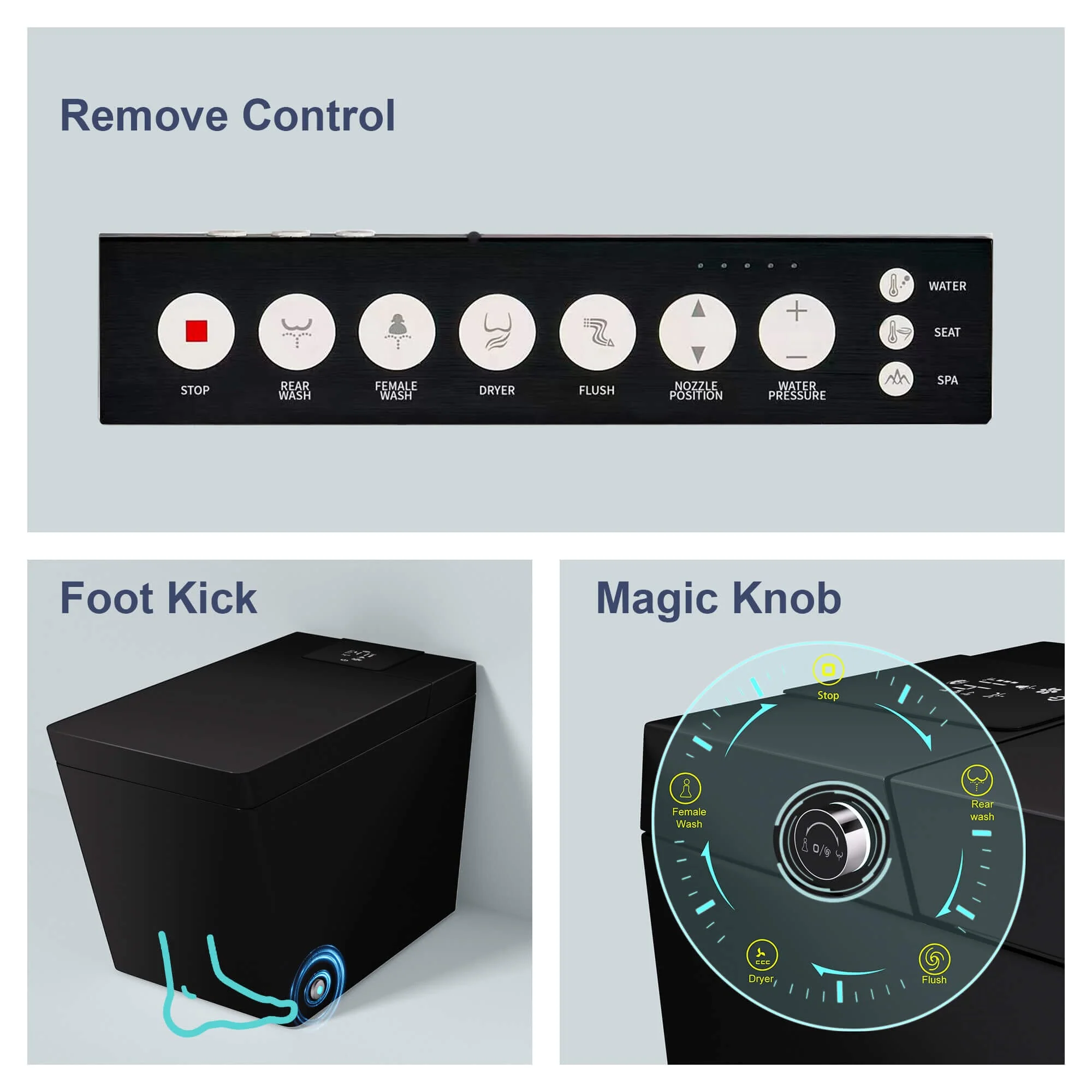 Giving Tree Smart Square One-Piece Floor Toilet with Remote Control and Automatic Cover - Image 48