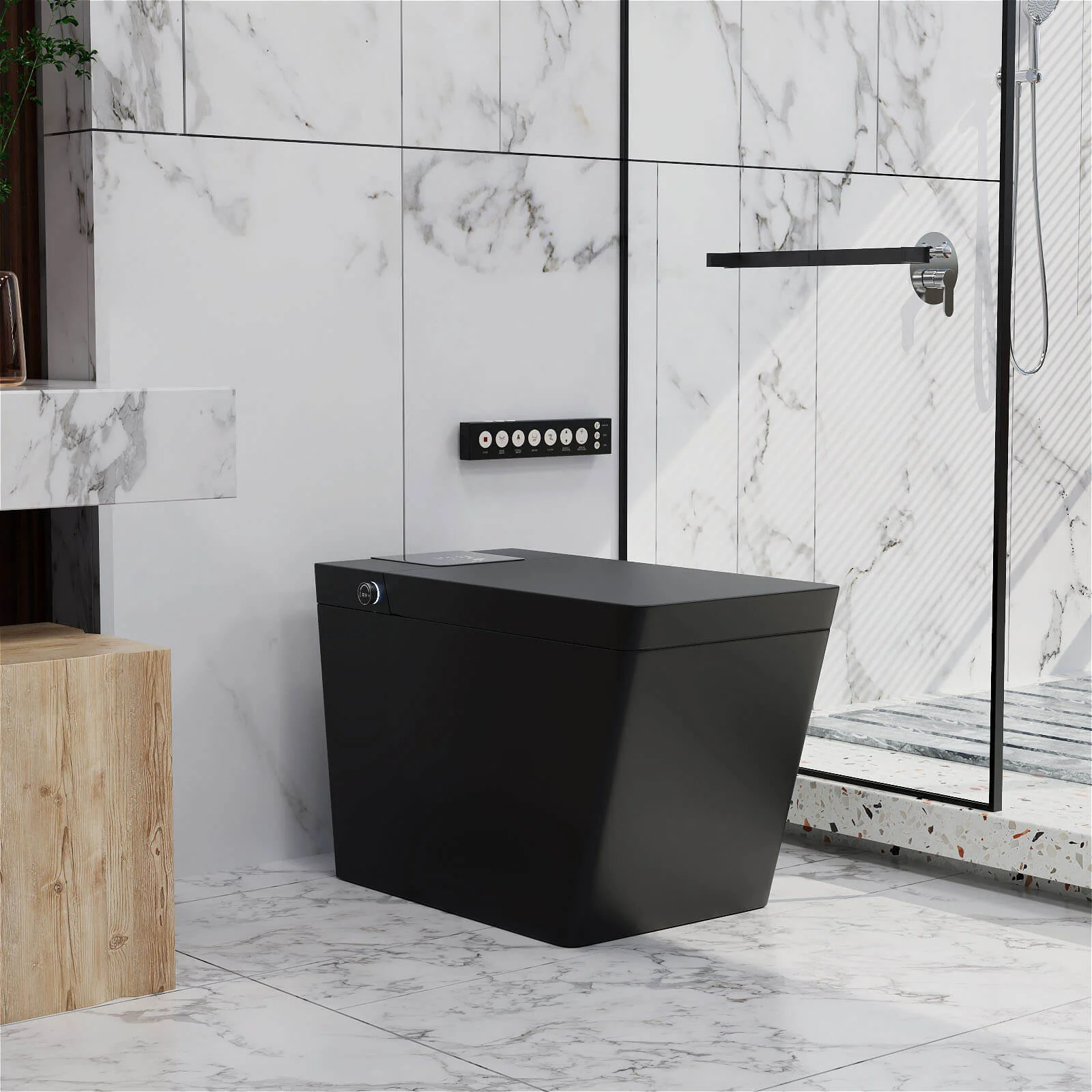 Giving Tree Smart Square One-Piece Floor Toilet with Remote Control and Automatic Cover - Image 5