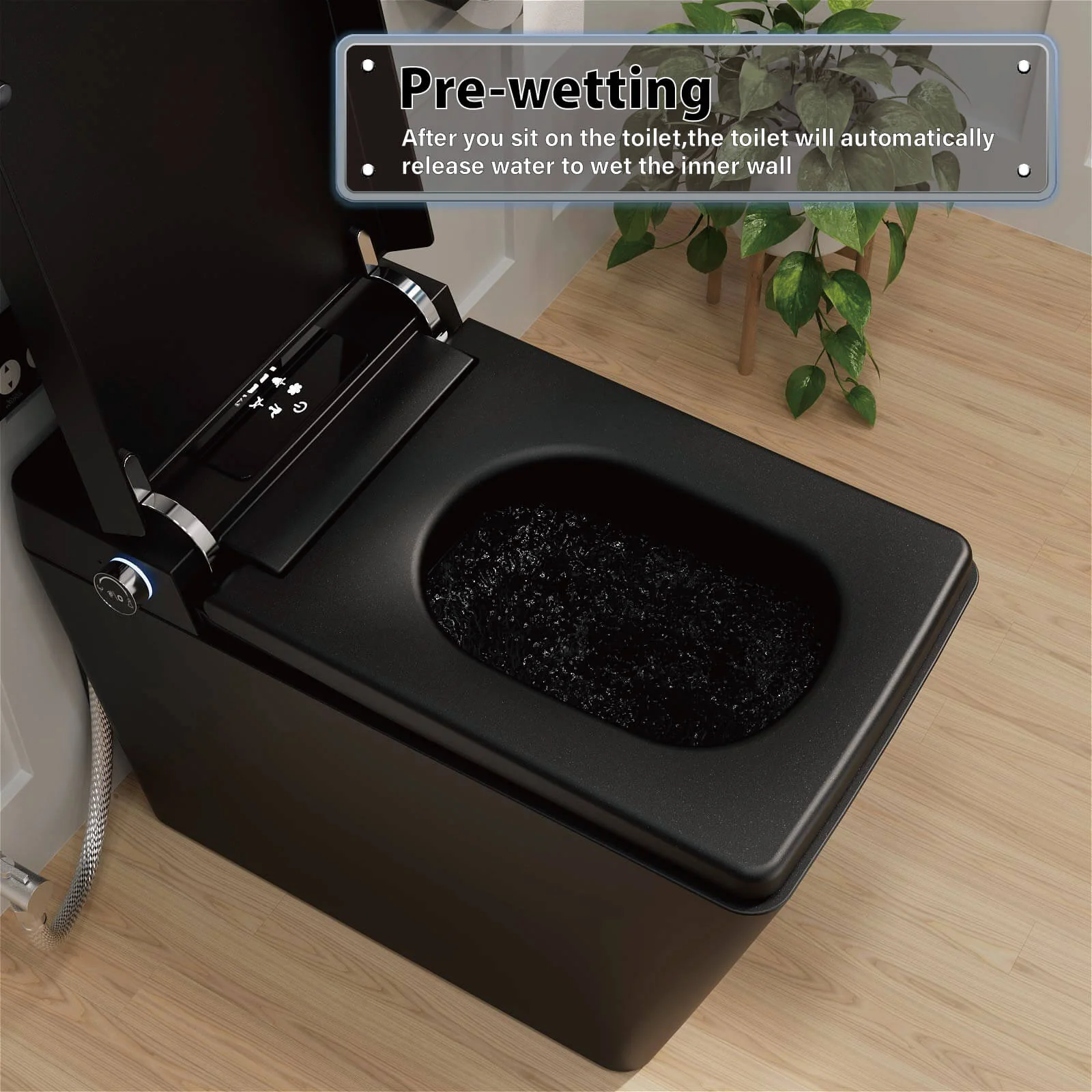 Square Smart Bidet Toilet with Water Tank, Radar Sensor, Heated Seat, Drying Function - Image 13