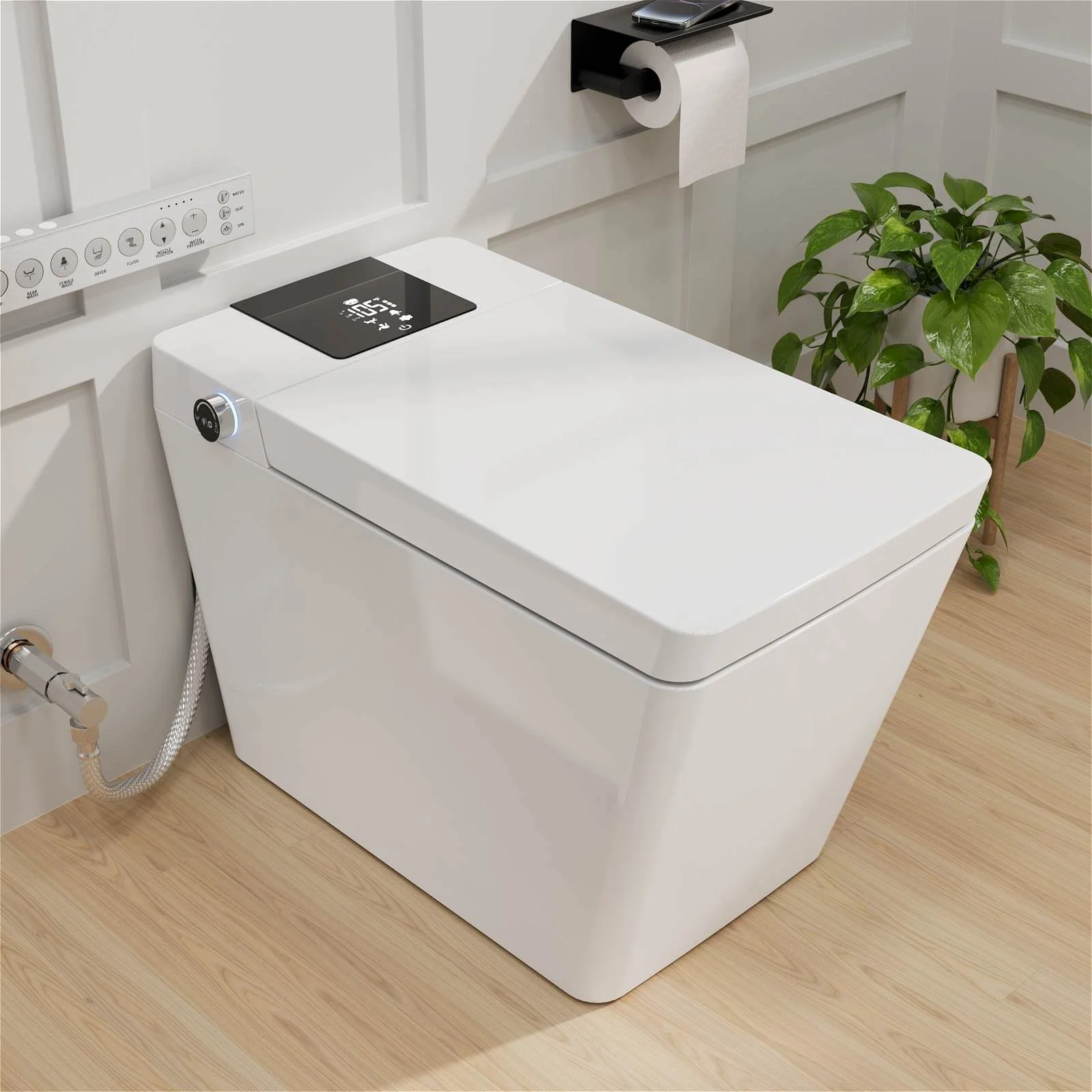 Square Smart Bidet Toilet with Water Tank, Radar Sensor, Heated Seat, Drying Function - Image 15