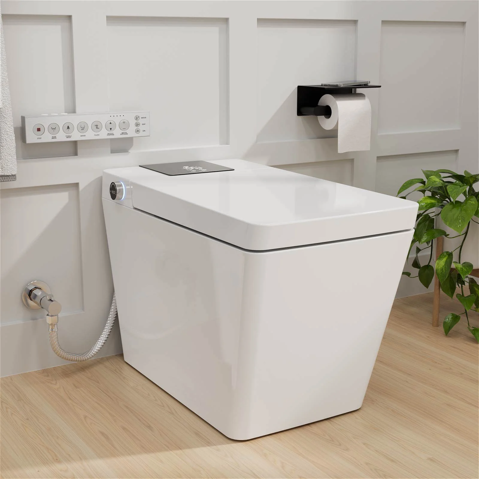 Square Smart Bidet Toilet with Water Tank, Radar Sensor, Heated Seat, Drying Function - Image 16