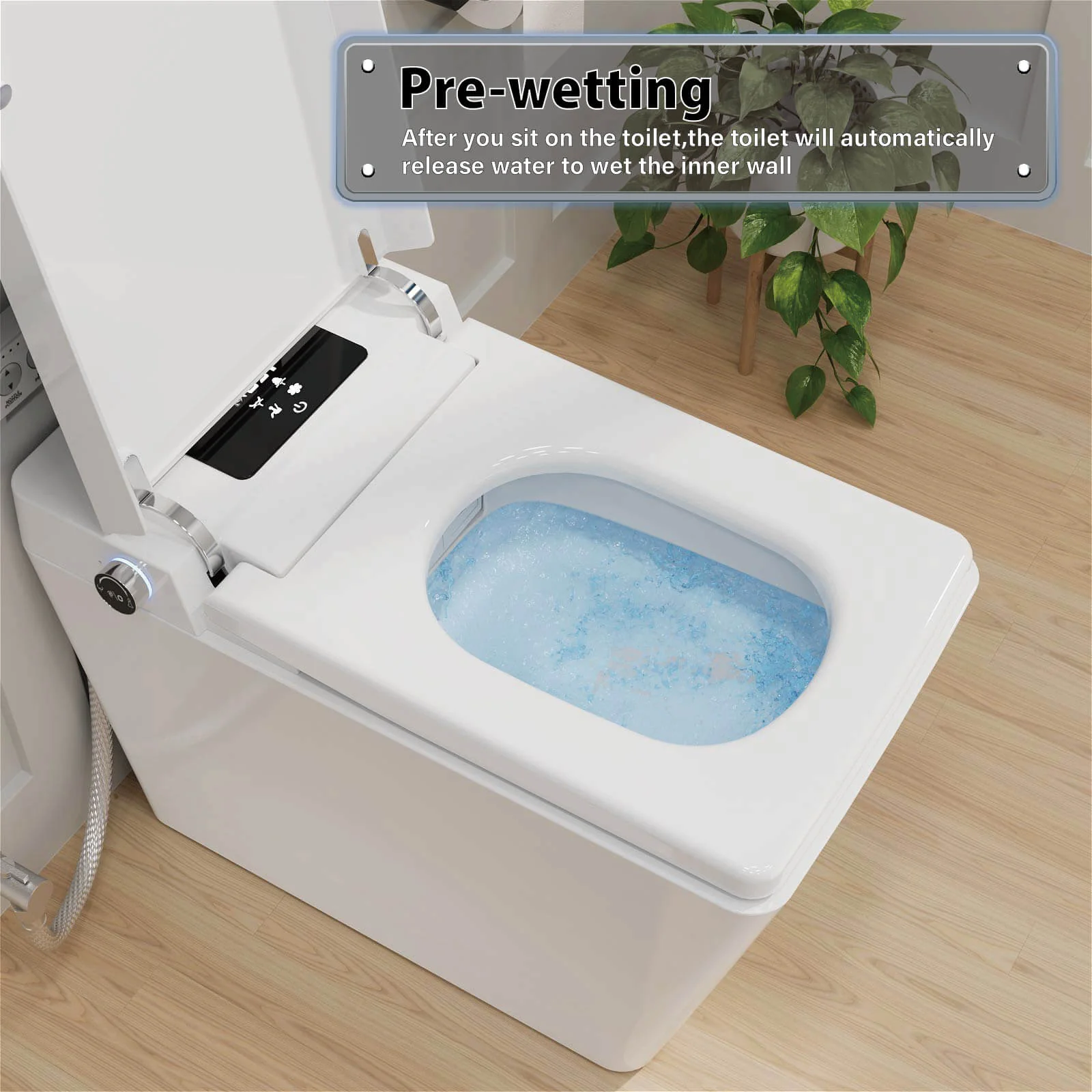 Square Smart Bidet Toilet with Water Tank, Radar Sensor, Heated Seat, Drying Function - Image 27