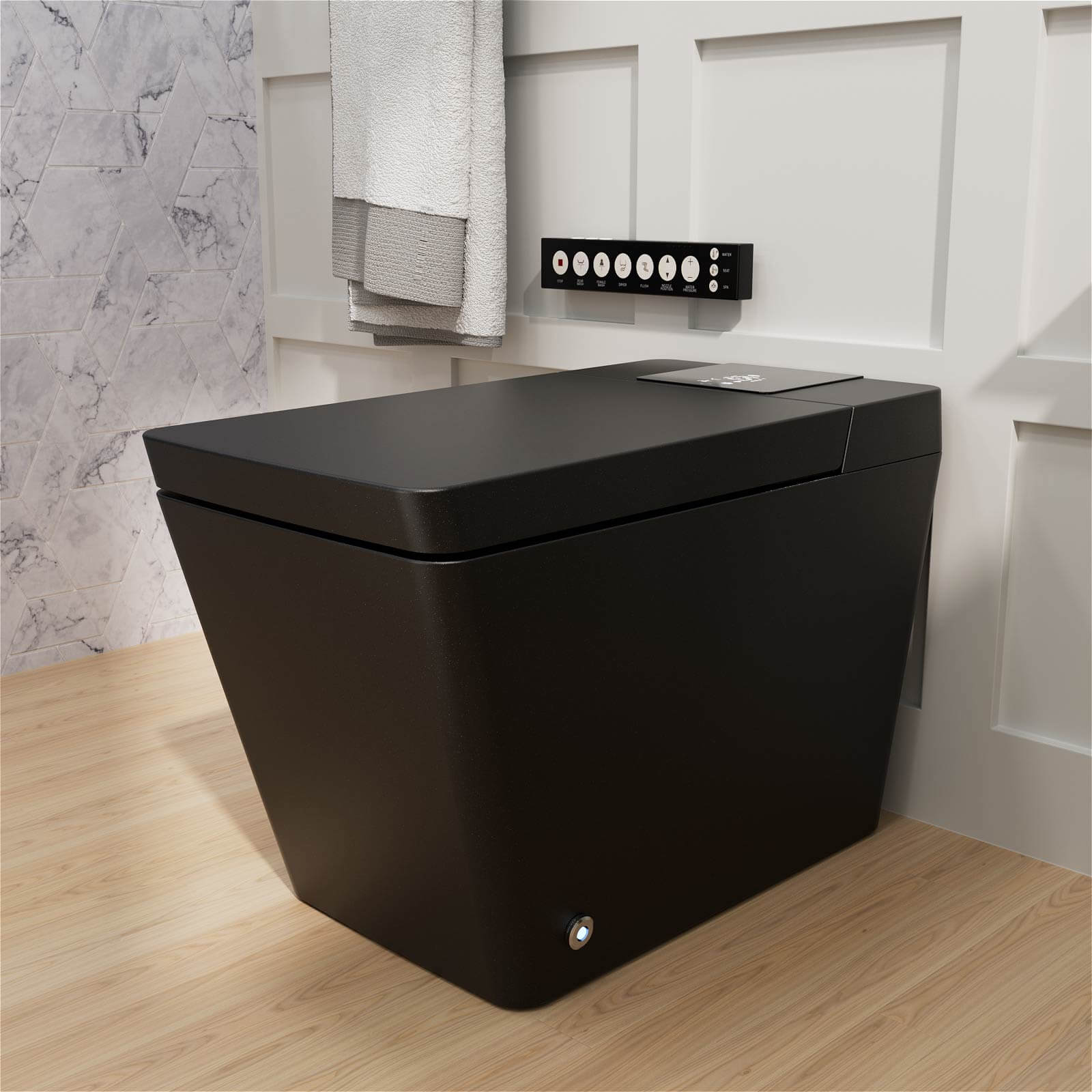 Square Smart Bidet Toilet with Water Tank, Radar Sensor, Heated Seat, Drying Function - Image 3