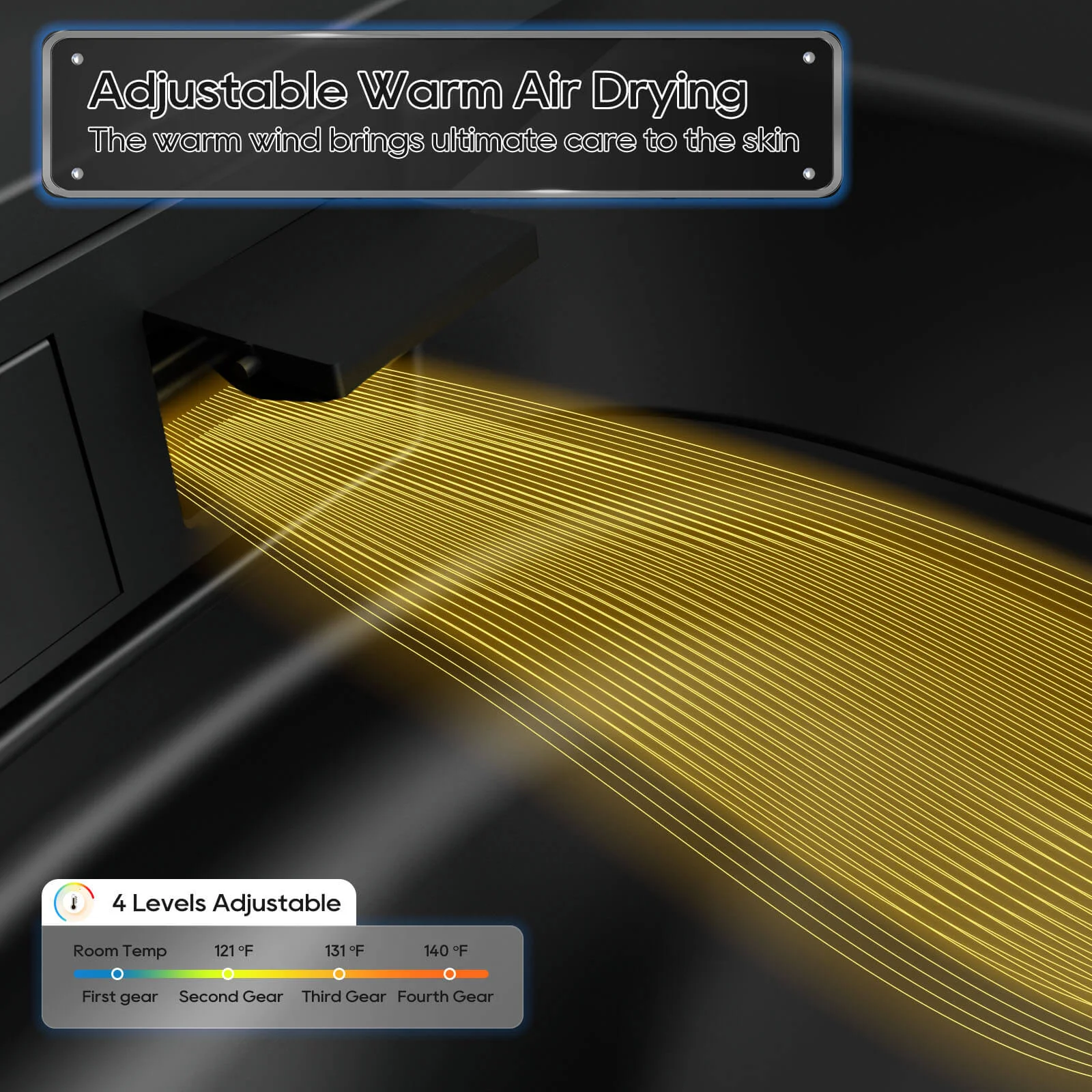 Square Smart Bidet Toilet with Water Tank, Radar Sensor, Heated Seat, Drying Function - Image 7