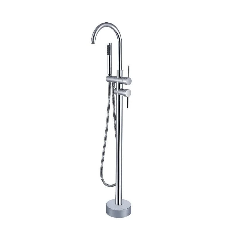 37'' Silver Retro Independent Freestanding Tub Filler Faucet - Image 5