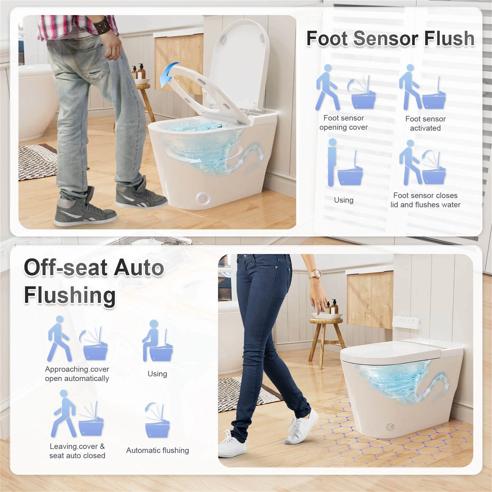 Touchless Auto Flushing Smart Toilet with Ambient Light & Water Tank - Image 11
