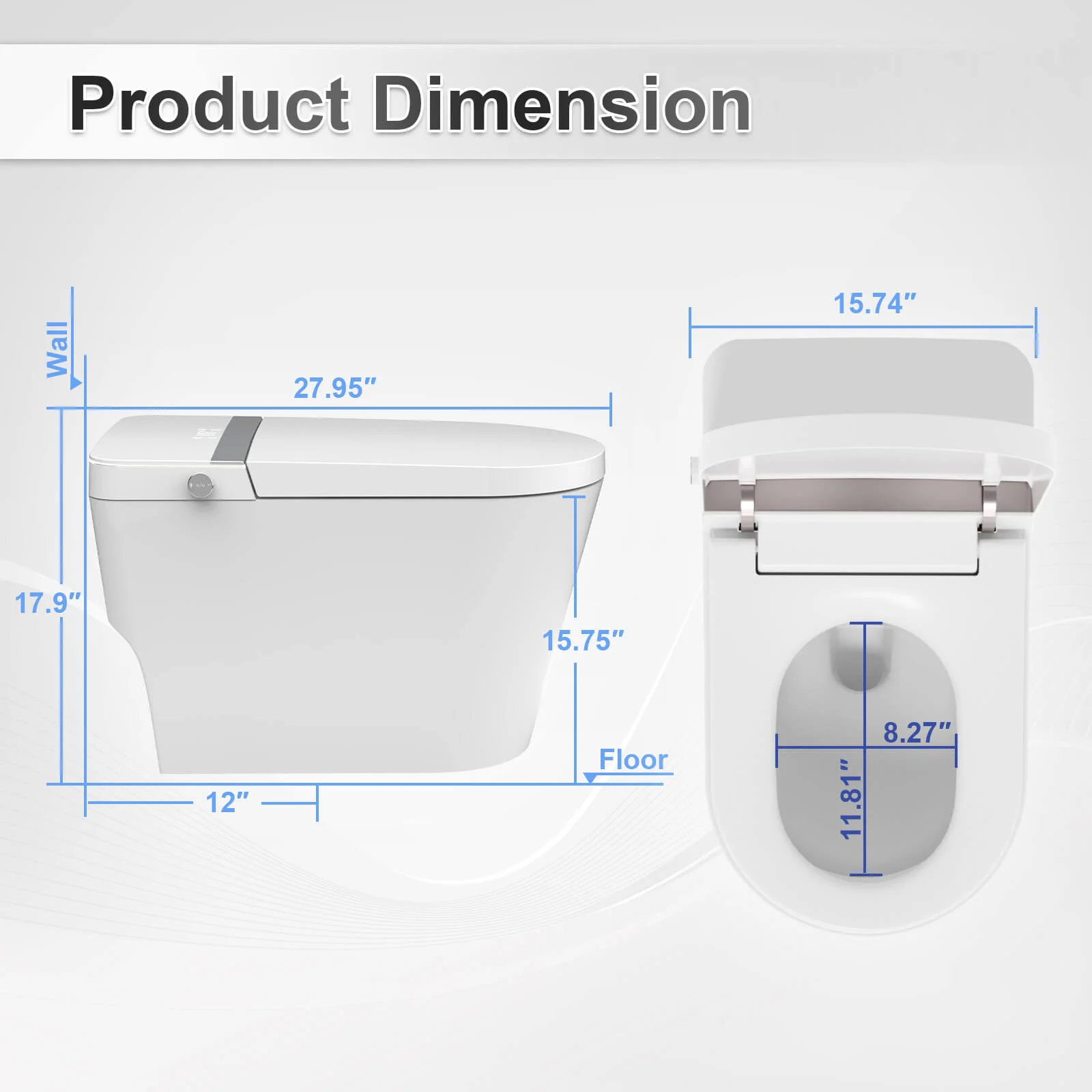 Touchless Auto Flushing Smart Toilet with Ambient Light & Water Tank - Image 15