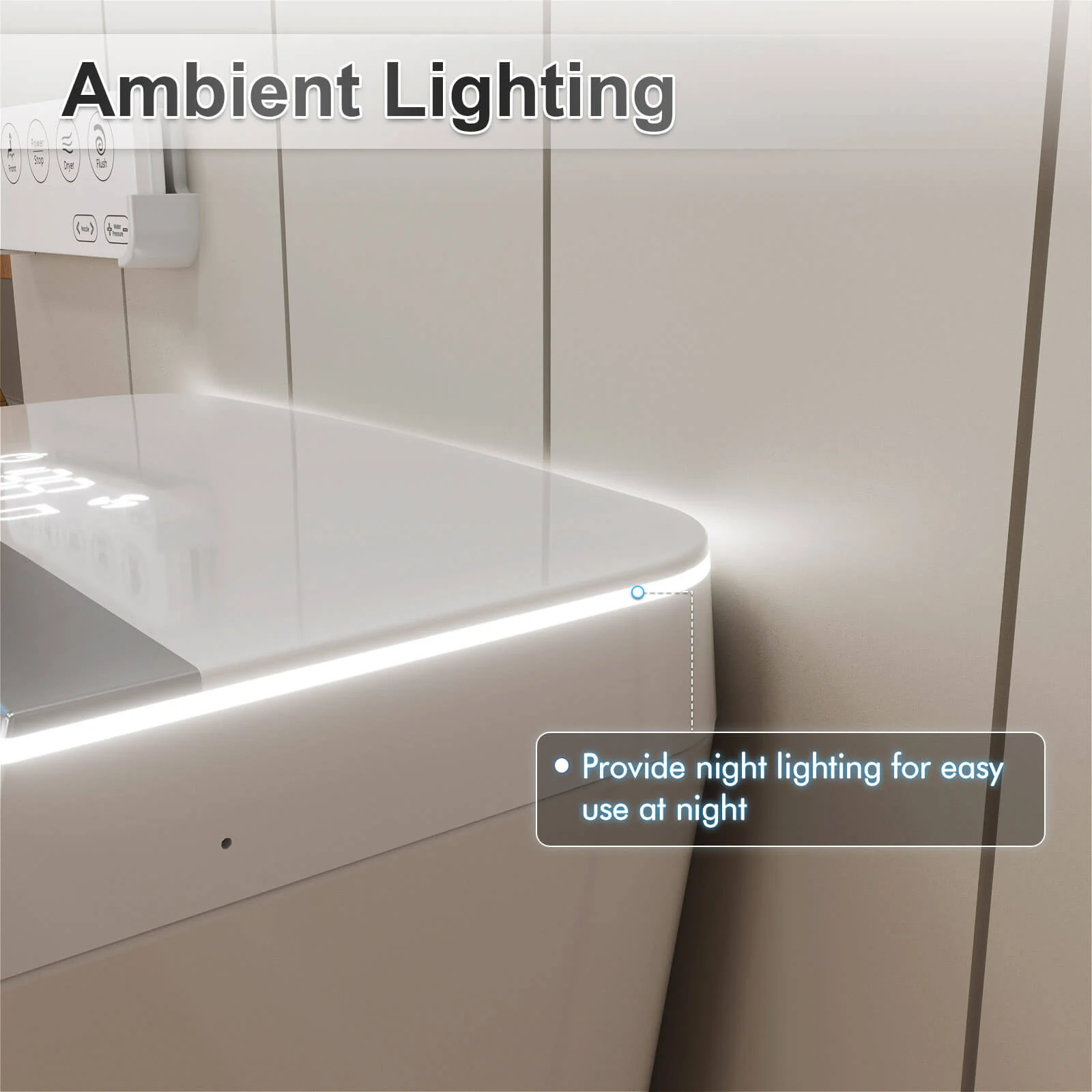 Touchless Auto Flushing Smart Toilet with Ambient Light & Water Tank - Image 6