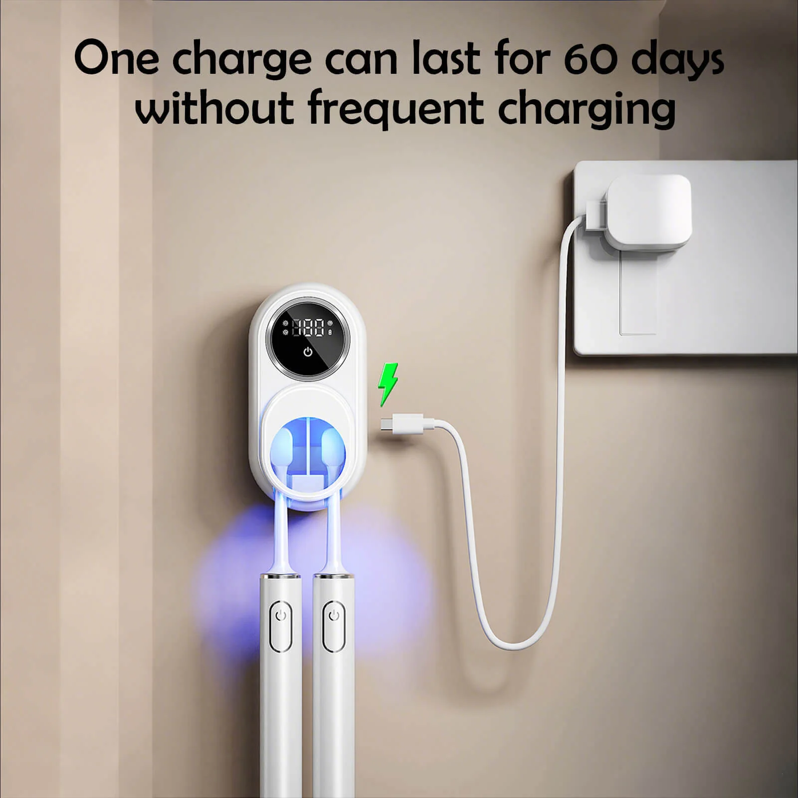 UV Disinfecting Toothbrush Holder Wall Mounted with Cover, Auto Open/Close Covered for Bathroom - Image 10