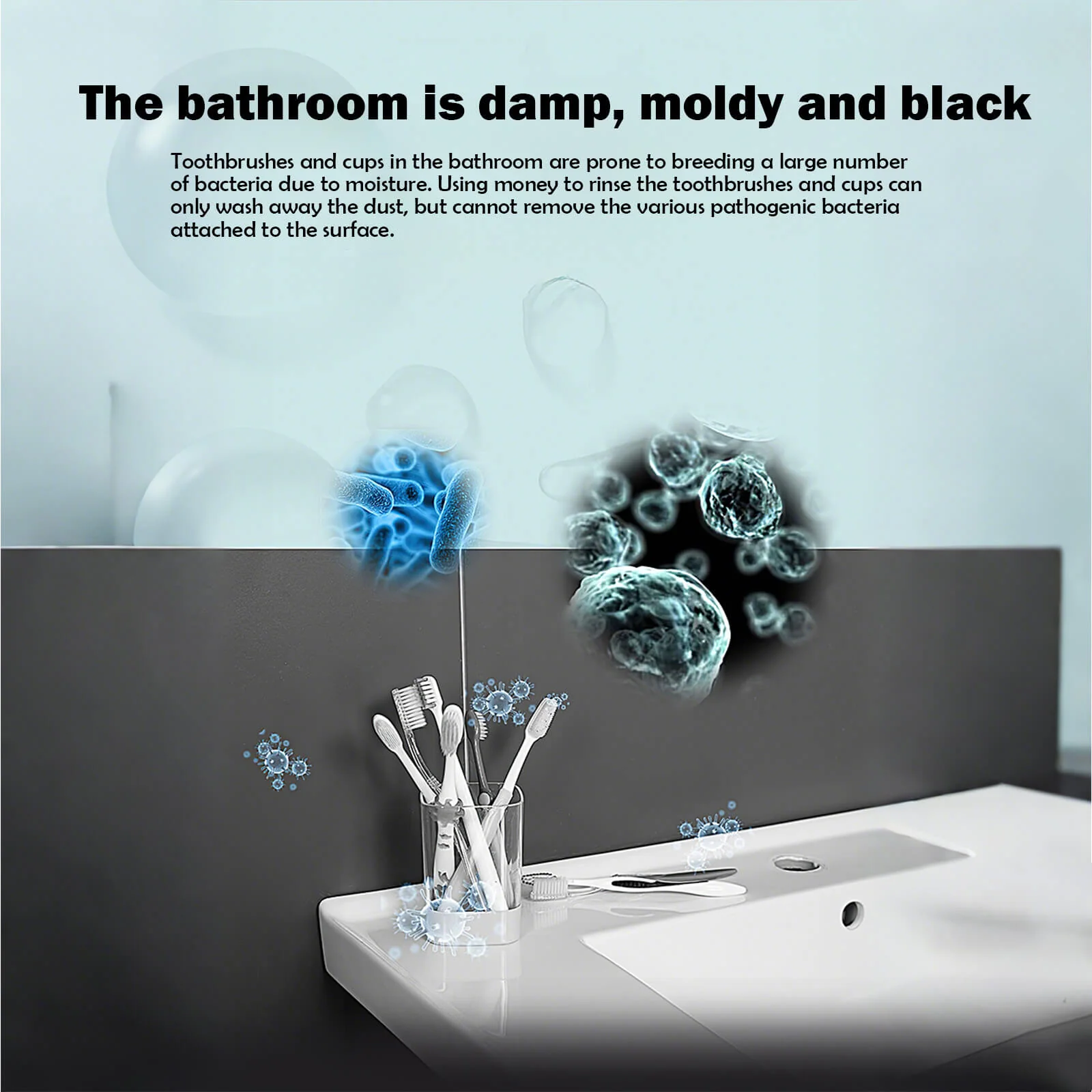 UV Disinfecting Toothbrush Holder Wall Mounted with Cover, Auto Open/Close Covered for Bathroom - Image 3