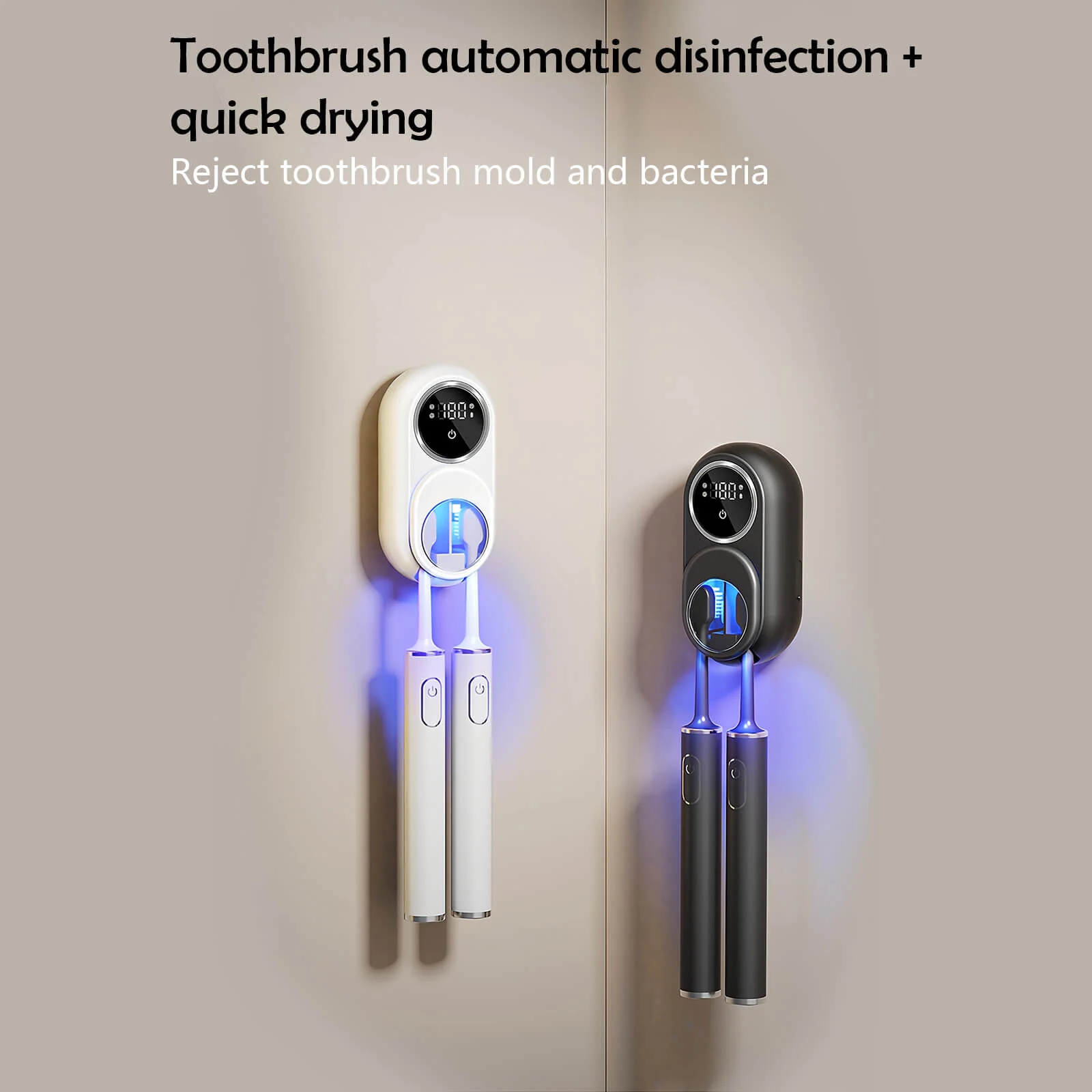 UV Disinfecting Toothbrush Holder Wall Mounted with Cover, Auto Open/Close Covered for Bathroom - Image 8