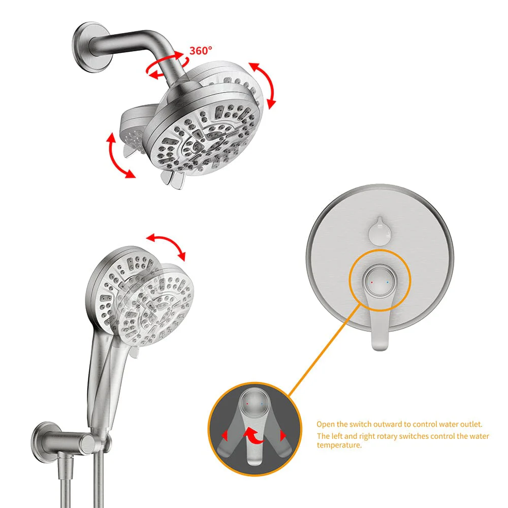 Wall Mounted 14 Spray High Pressure Shower Head and Hand Shower - Image 10