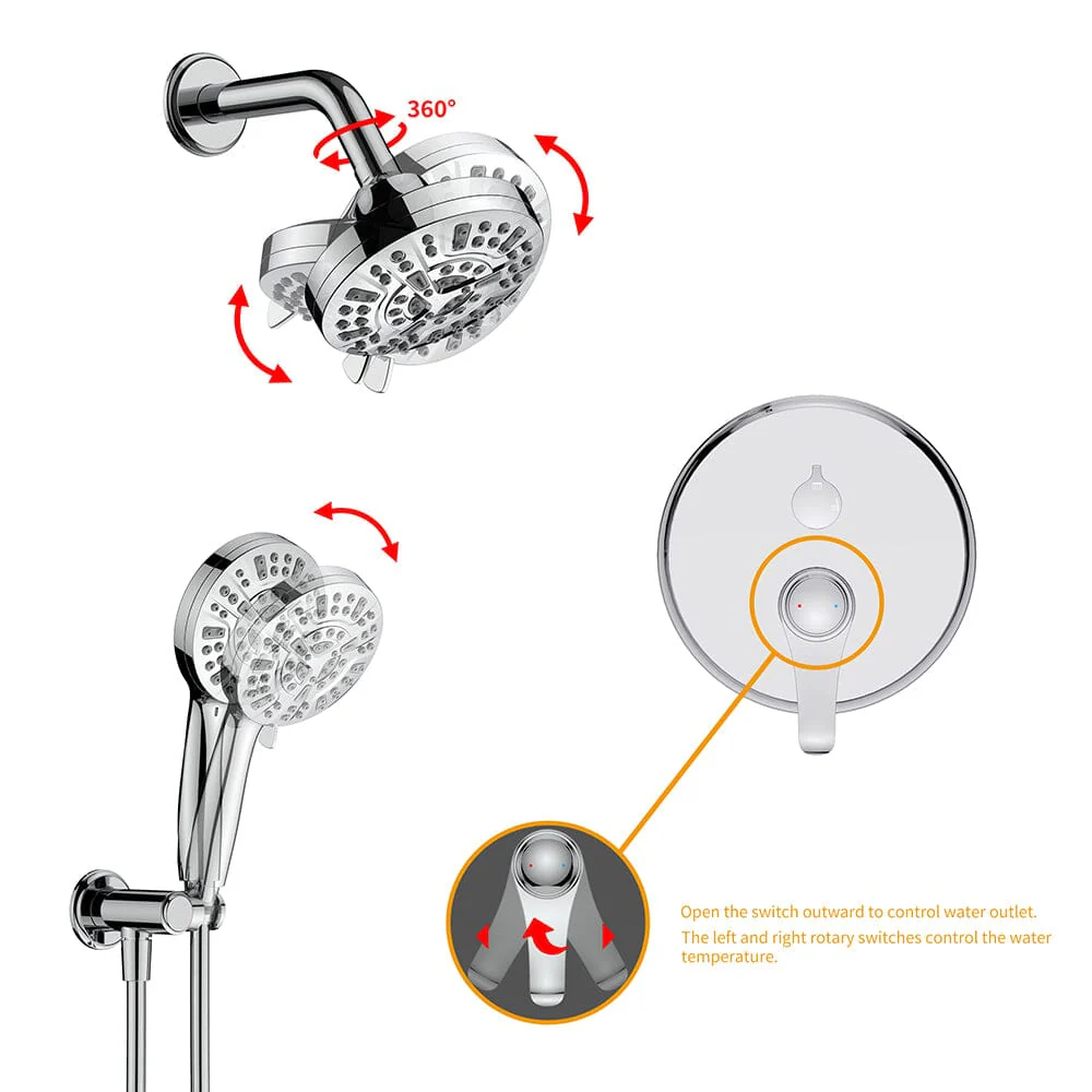Wall Mounted 14 Spray High Pressure Shower Head and Hand Shower - Image 42