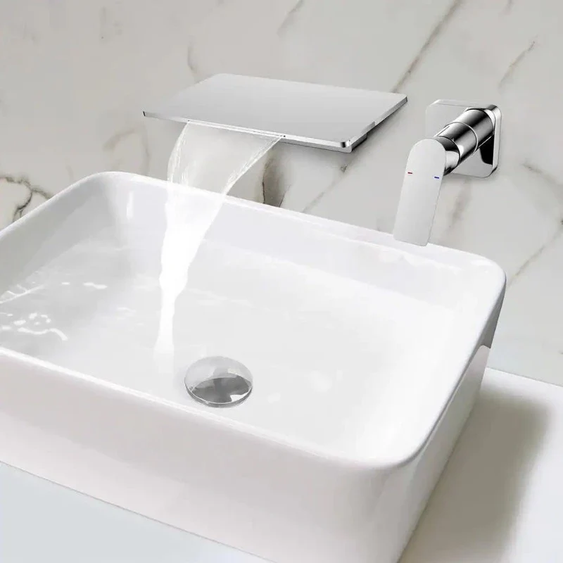Giving Tree Wall Mounted Waterfall Bathroom Sink Faucet Single Handle with Valve - Image 19