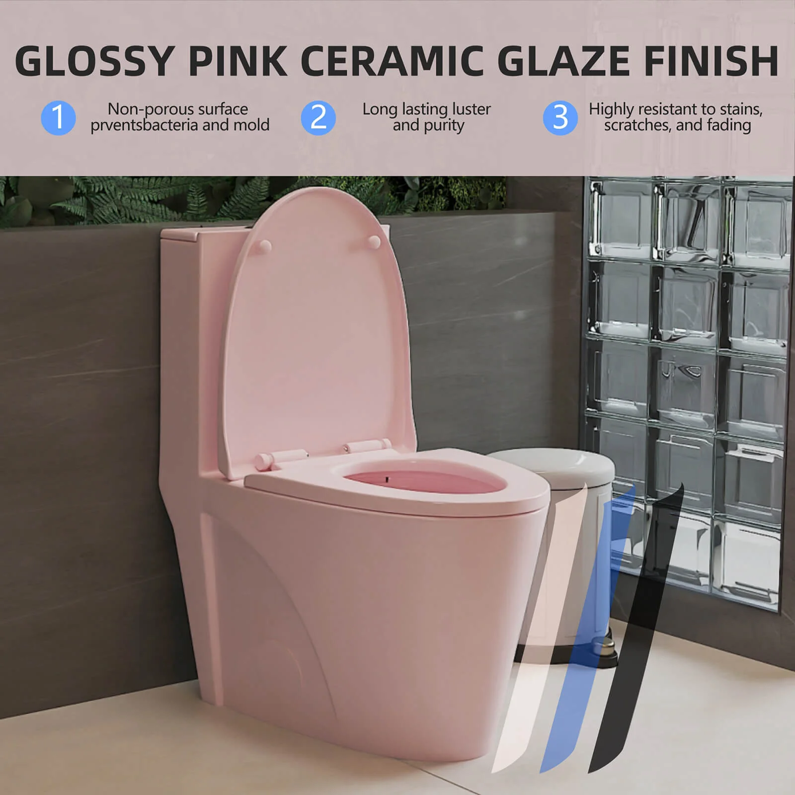 Water-Saving Powerful Flush Pink Dream Toilet - Image 10