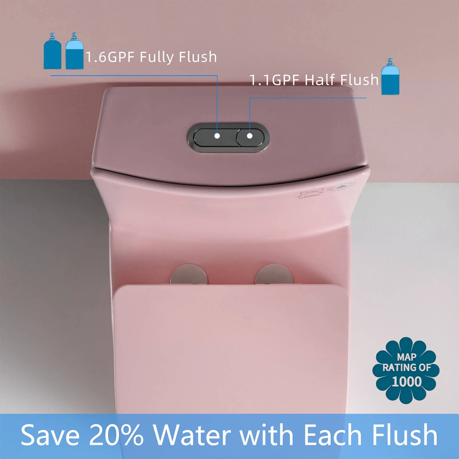 Water-Saving Powerful Flush Pink Dream Toilet - Image 5