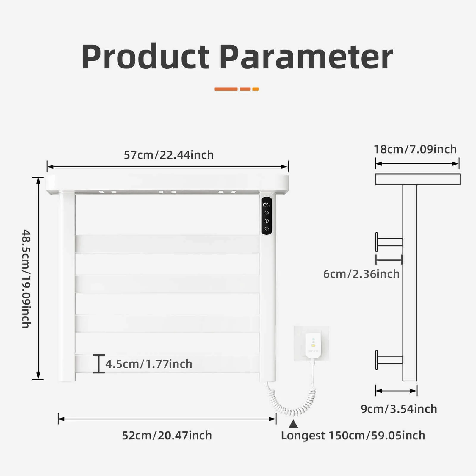 White Plug-In Heated Towel Rack - Image 12