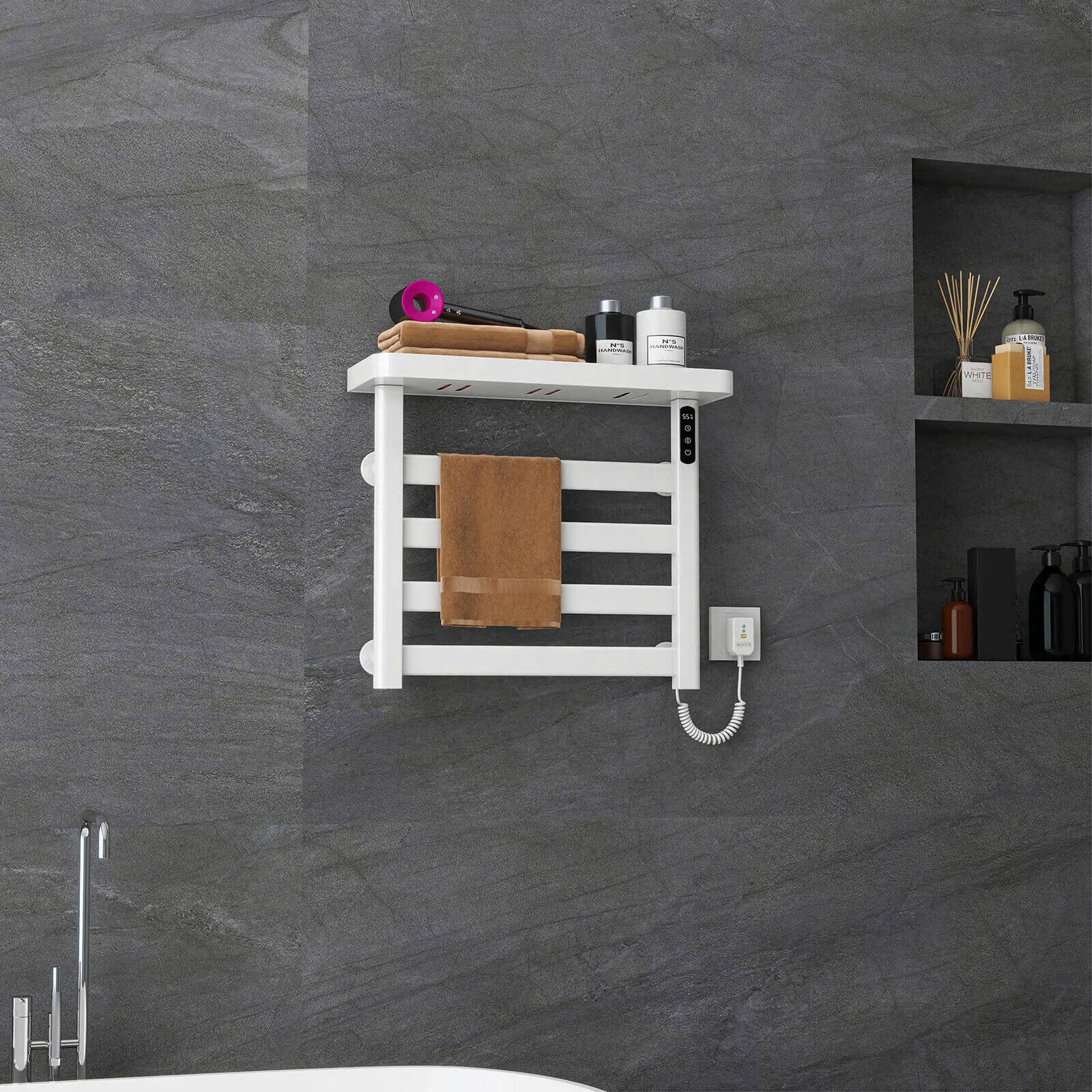 White Plug-In Heated Towel Rack - Image 3