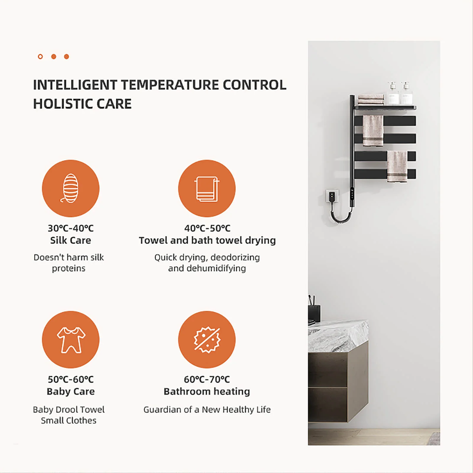 White Smart Towel Warmer with Timer Function - Image 14