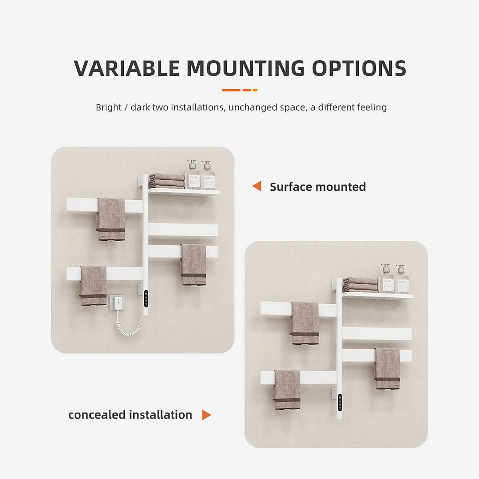 White Smart Towel Warmer with Timer Function - Image 16